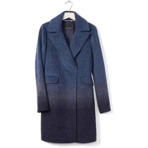 $298 Banana republic blue navy OMBRE WOOL-BLEND COAT S
